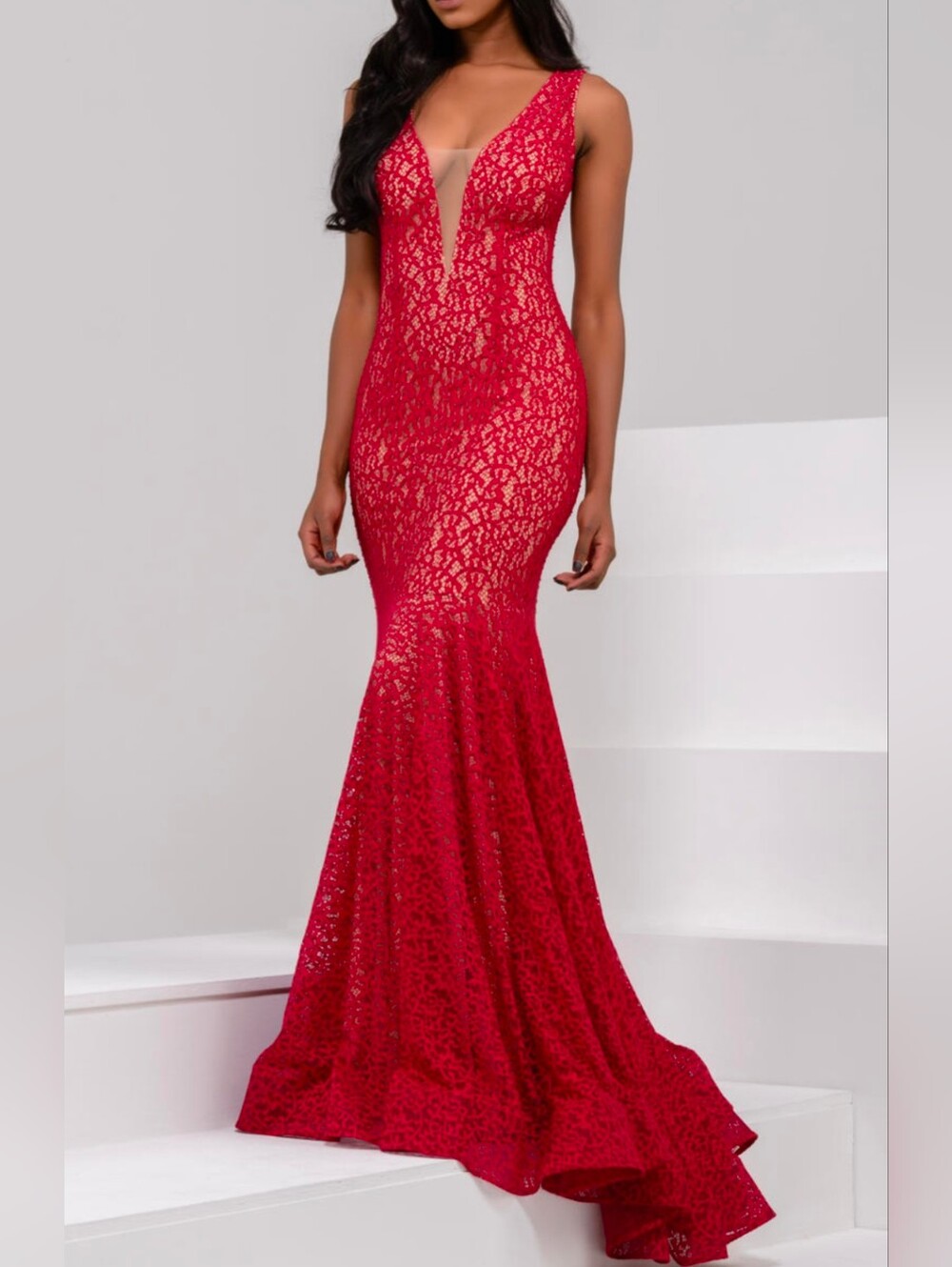 Jovani Lace Fitted Mermaid Dress Size 2